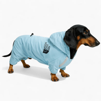 FrostPaw waterproof full-body snowsuit for dachshunds