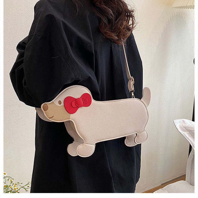 Dachshund Leather Handbag – Cross-Border Cartoon Shoulder Bag for Travel