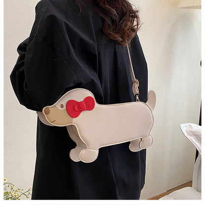 Dachshund Leather Handbag – Cross-Border Cartoon Shoulder Bag for Travel