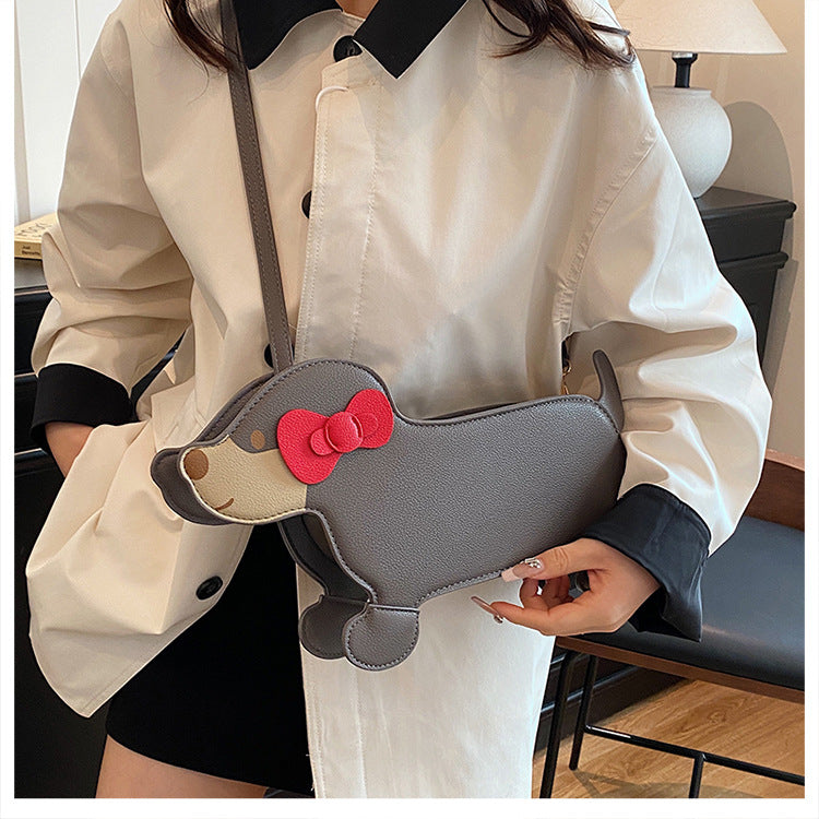Dachshund Leather Handbag – Cross-Border Cartoon Shoulder Bag for Travel