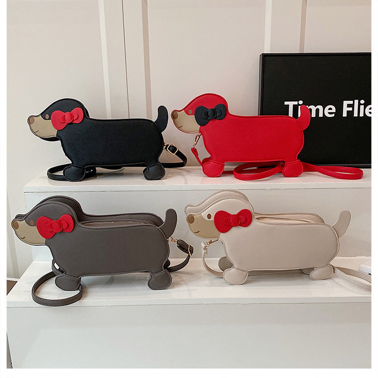 Dachshund Leather Handbag – Cross-Border Cartoon Shoulder Bag for Travel