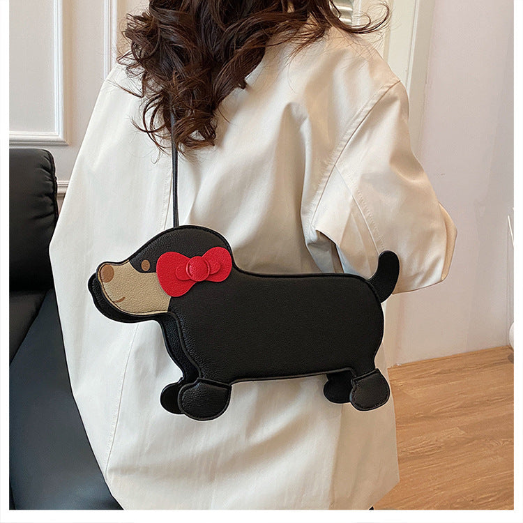 Dachshund Leather Handbag – Cross-Border Cartoon Shoulder Bag for Travel