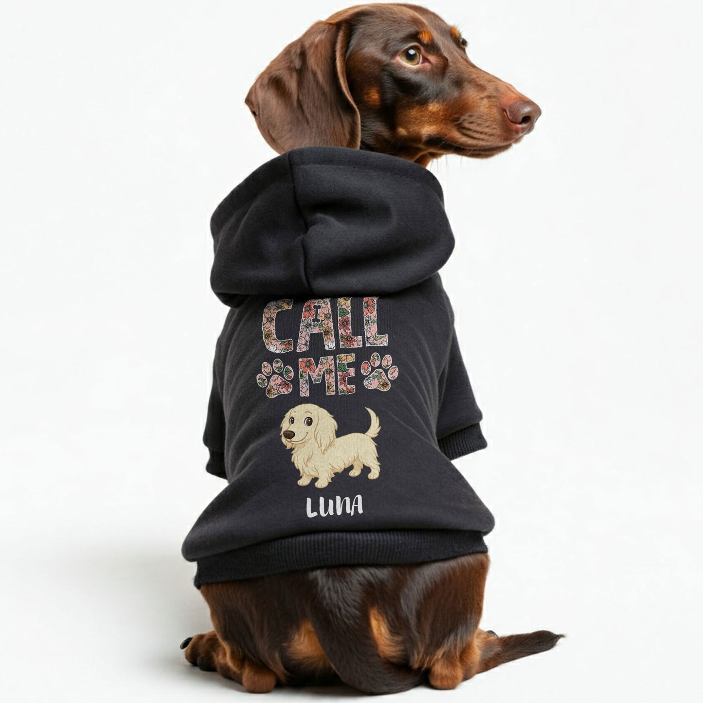 Call Me – Personalized Dachshund Hoodies with Your Doxie’s Name & Clipart – Stylish, Cozy & Made from Premium 100% Cotton