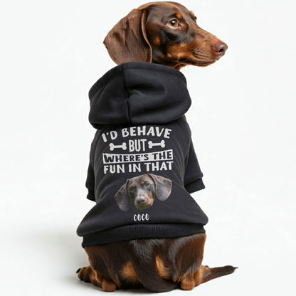 I’d behave – Personalized Dachshund Hoodies with Your Doxie’s Name & Photo – Stylish, Cozy & Made from Premium 100% Cotton