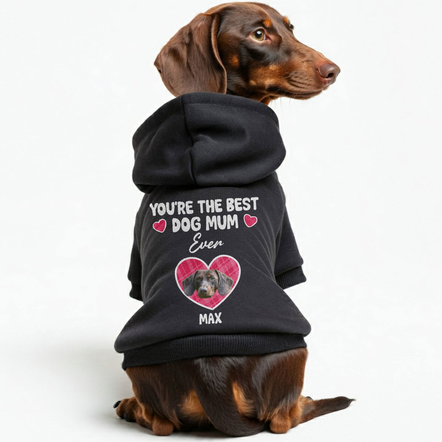 BEST DOG MOM – Personalized Dachshund Hoodies with Your Doxie’s Name & Photo – Stylish, Cozy & Made from Premium 100% Cotton