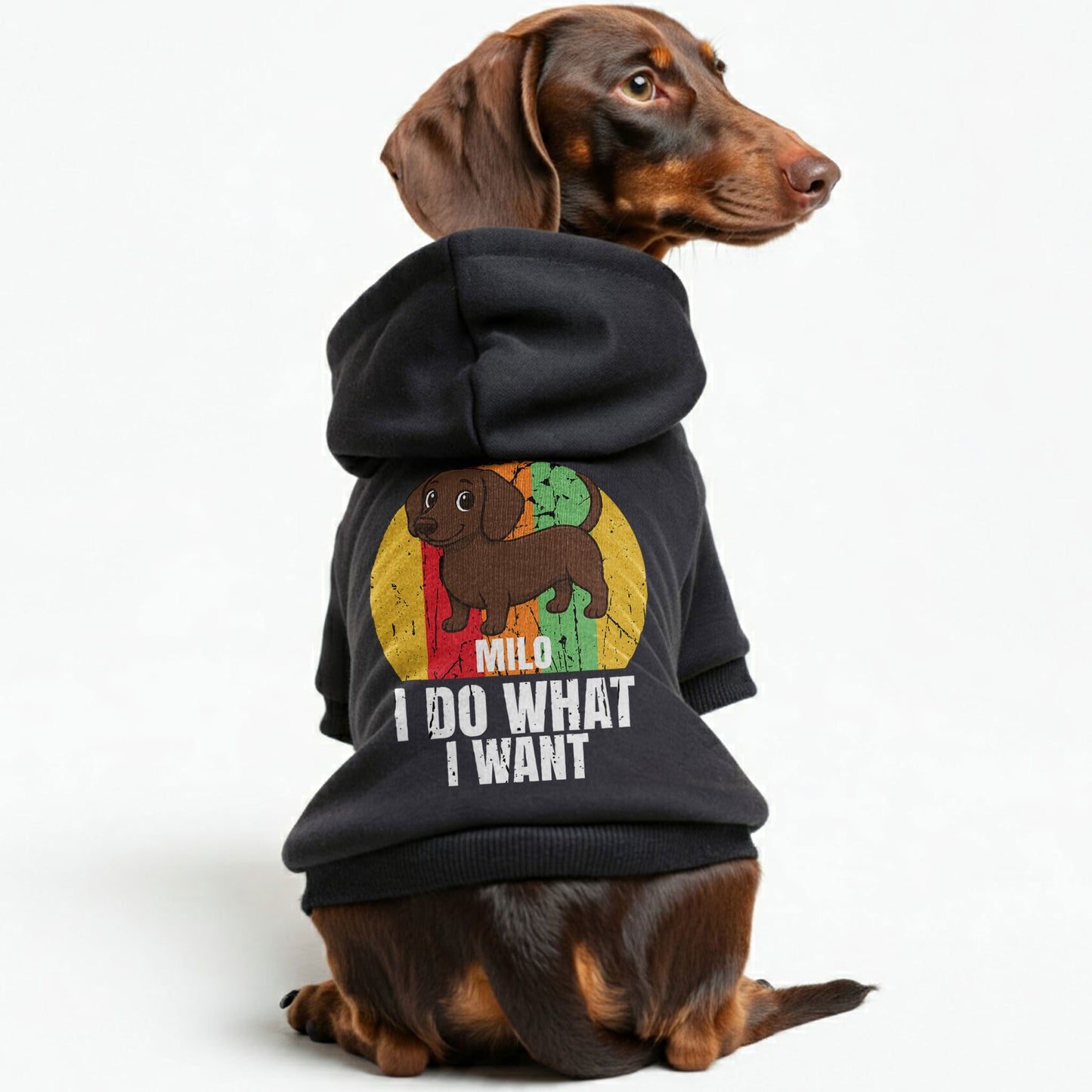 I Do What I Want – Personalized Dachshund Hoodies with Your Doxie’s Name & Clipart – Stylish, Cozy & Made from Premium 100% Cotton