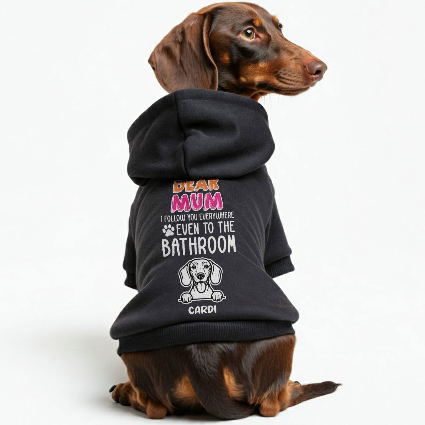 Dear MOM - Personalized Dachshund Hoodies with Your Doxie’s Name & Choice of Mom, Mum, or Dad – Stylish, Cozy, and Premium 100% Cotton