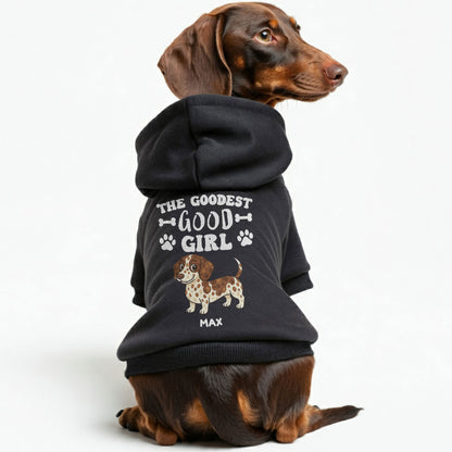 The Goodest Good Girl – Personalized Dachshund Hoodies with Your Doxie’s Name, Gender & Clipart– Stylish, Cozy & Made from Premium 100% Cotton