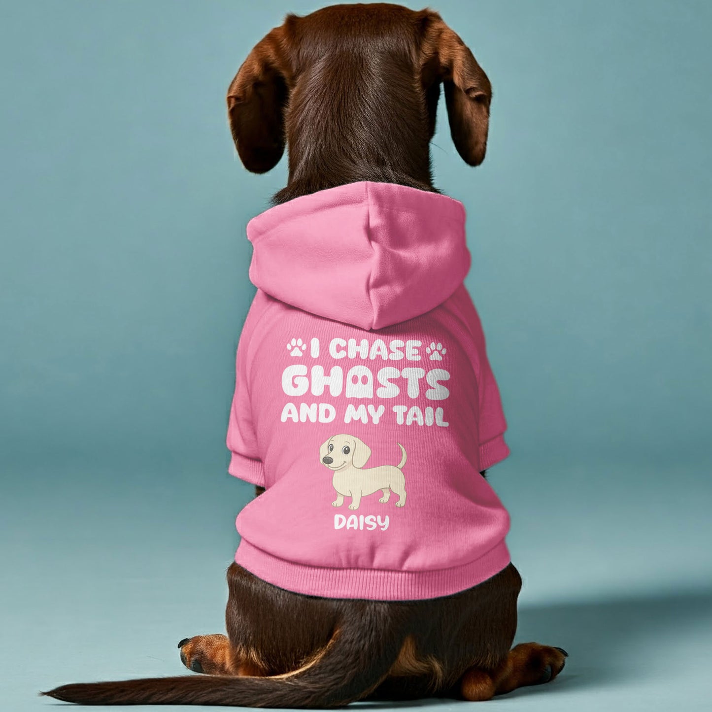 I Chase Ghosts – Personalized Dachshund Hoodies with Your Doxie’s Name & Clipart – Stylish, Cozy & Made from Premium 100% Cotton