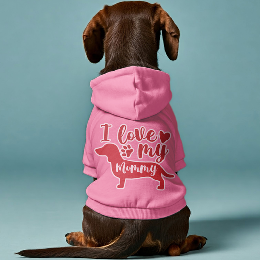 I love my Mommy - Personalized Dachshund Hoodies with Funny Quotes – Stylish, Cozy, and Premium 100% Cotton