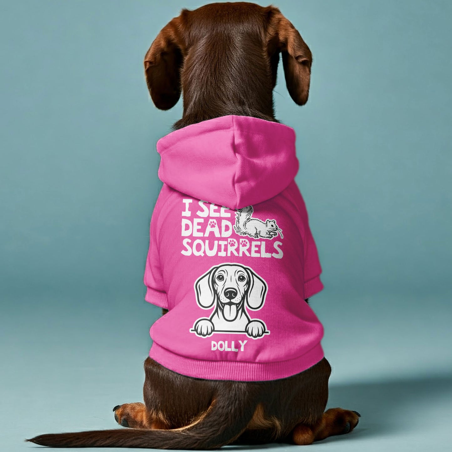 I see dead squirrels - Personalized Dachshund Hoodies with your doxie name – Stylish, Cozy, and Premium 100% Cotton