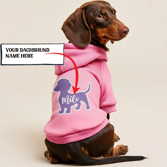 Milo - Personalized Dachshund Hoodies with your doxie name – Stylish, Cozy, and Premium 100% Cotton