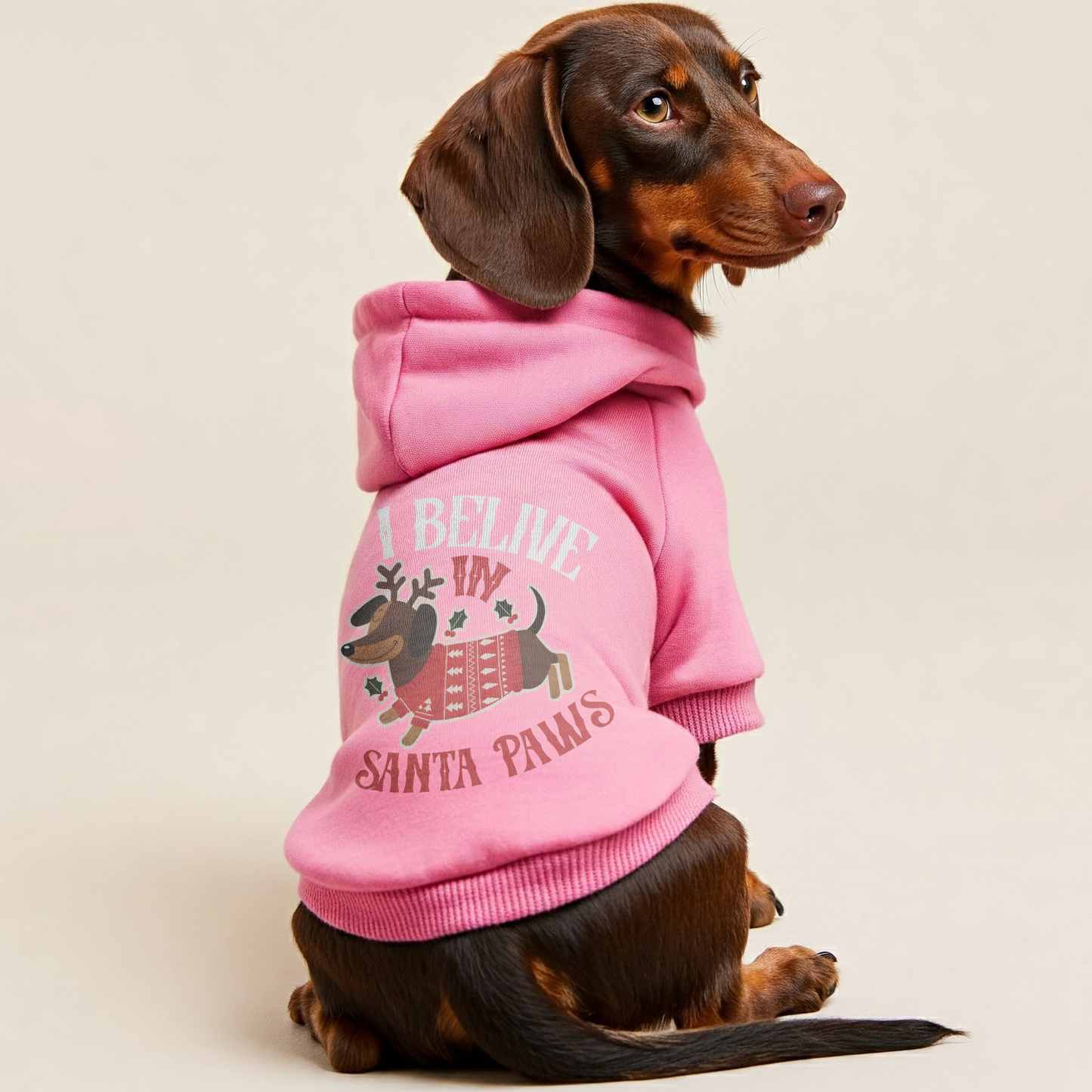 I BELIVE IN SANTA PAWS - Personalized Dachshund Hoodies with Funny Quotes – Stylish, Cozy, and Premium 100% Cotton