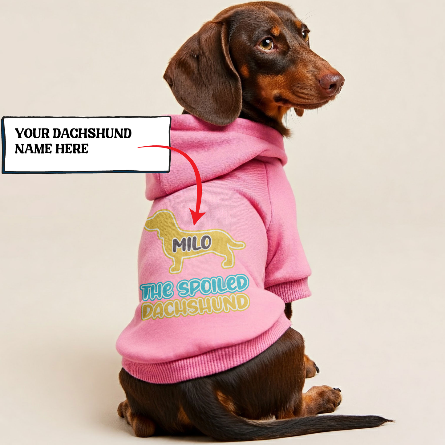 The Spoiled Dachshund - Personalized Dachshund Hoodies with your doxie name – Stylish, Cozy, and Premium 100% Cotton