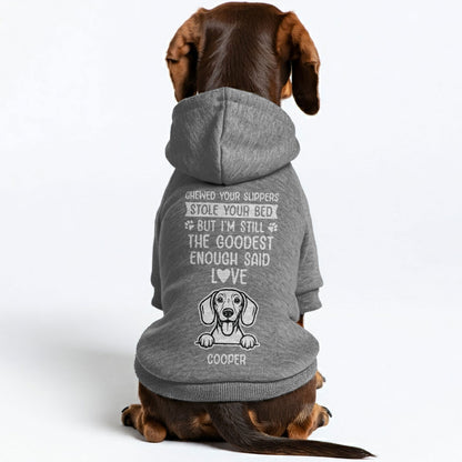Chewed your slippers - Personalized Dachshund Hoodies with your doxie name – Stylish, Cozy, and Premium 100% Cotton