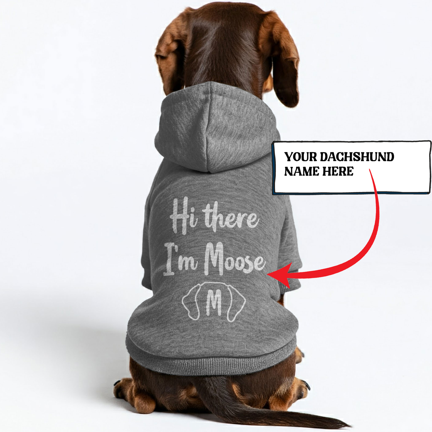 Hi there Im Moose - Personalized Dachshund Hoodies with your doxie name – Stylish, Cozy, and Premium 100% Cotton