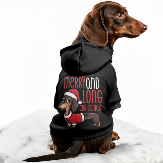 MERRY AND LONG CHRISTMAS - Personalized Dachshund Hoodies with Funny Quotes – Stylish, Cozy, and Premium 100% Cotton