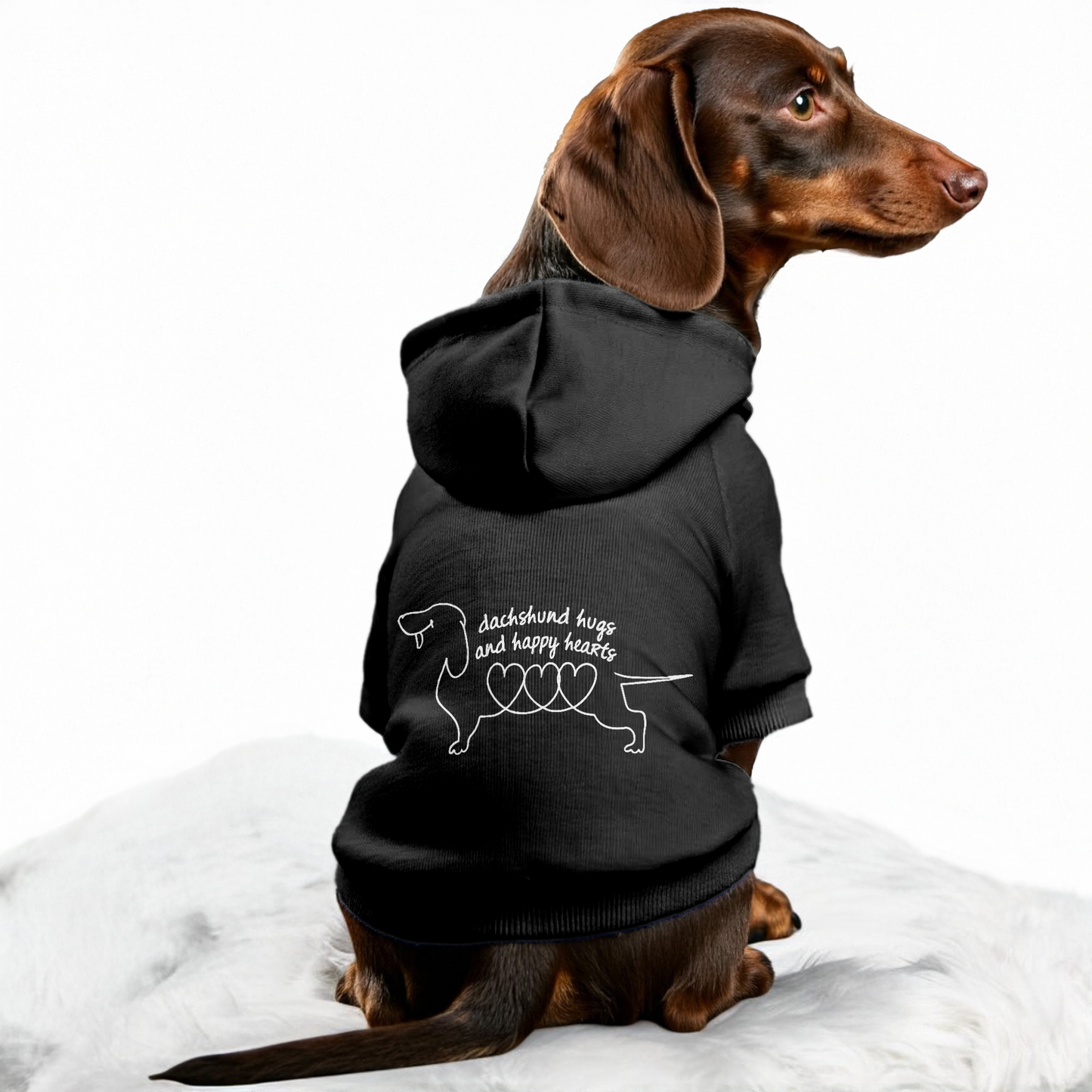 Happy Hearts- Personalized Dachshund Hoodies with Funny Quotes – Stylish, Cozy, and Premium 100% Cotton