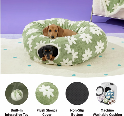 SnugTail dachshund tunnel bed with flower print, view 5