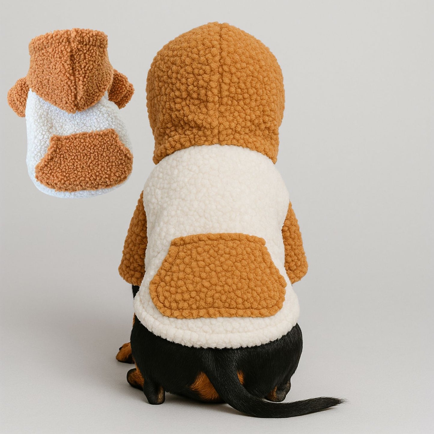 Warm Fleece Dachshund Hoodie with Hood and Leash Ring