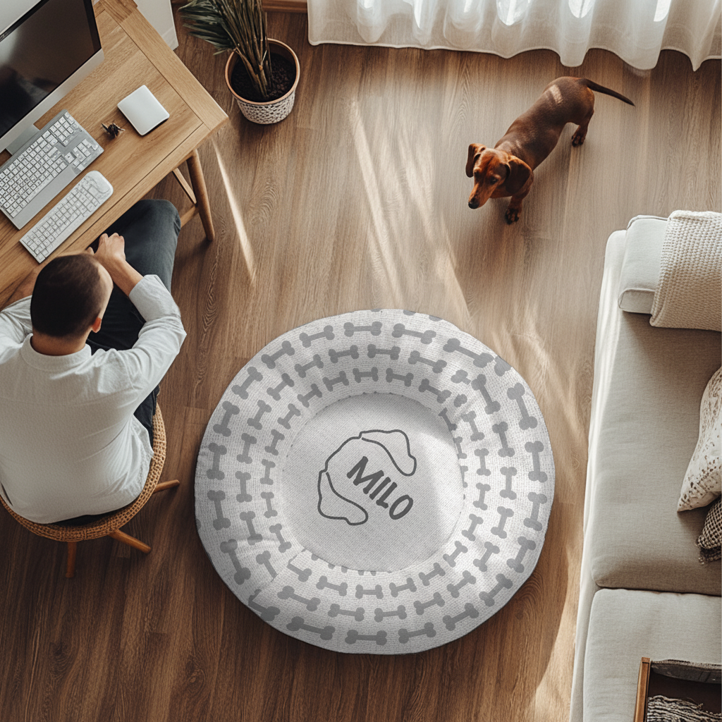 Ace - Personalized Cloud-Comfort Large Dachshund Bed | Anti-Anxiety Donut Bed for Dachshunds