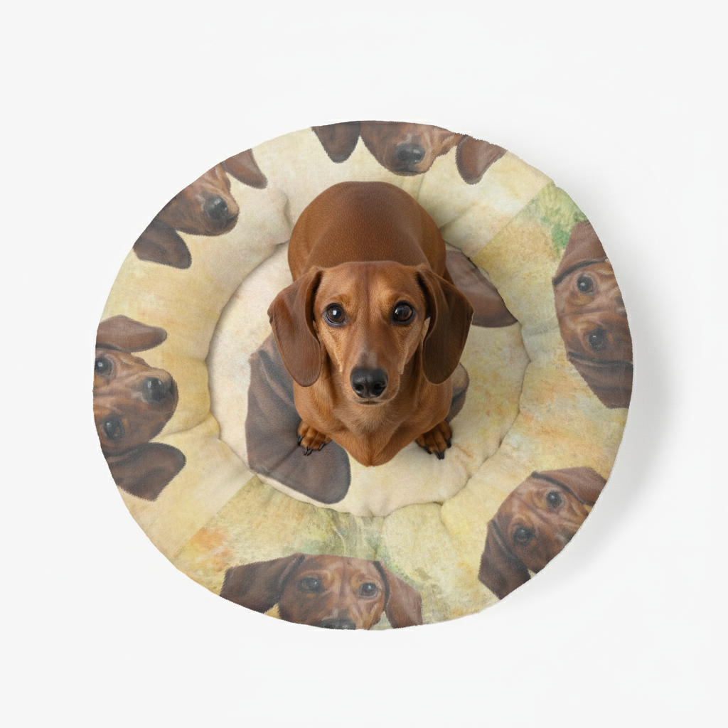 Pixie - Personalized Cloud-Comfort Large, Small & Puppy Dachshund Bed | Anti-Anxiety Donut Bed for Dachshunds