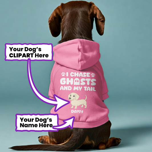 I Chase Ghosts – Personalized Dachshund Hoodies with Your Doxie’s Name & Clipart – Stylish, Cozy & Made from Premium 100% Cotton