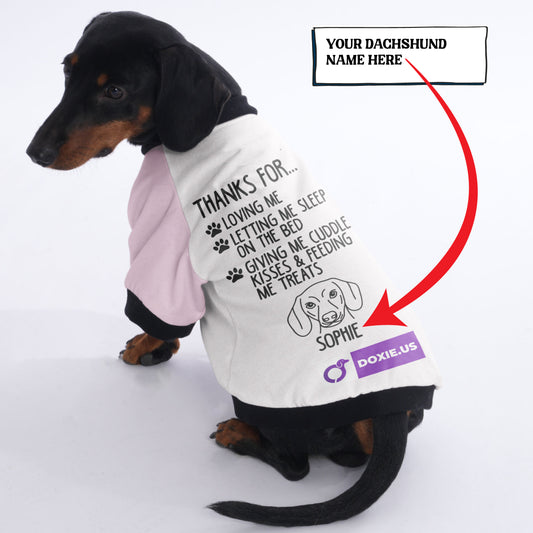 Customized Doxie Jacket with Your Dog's Name