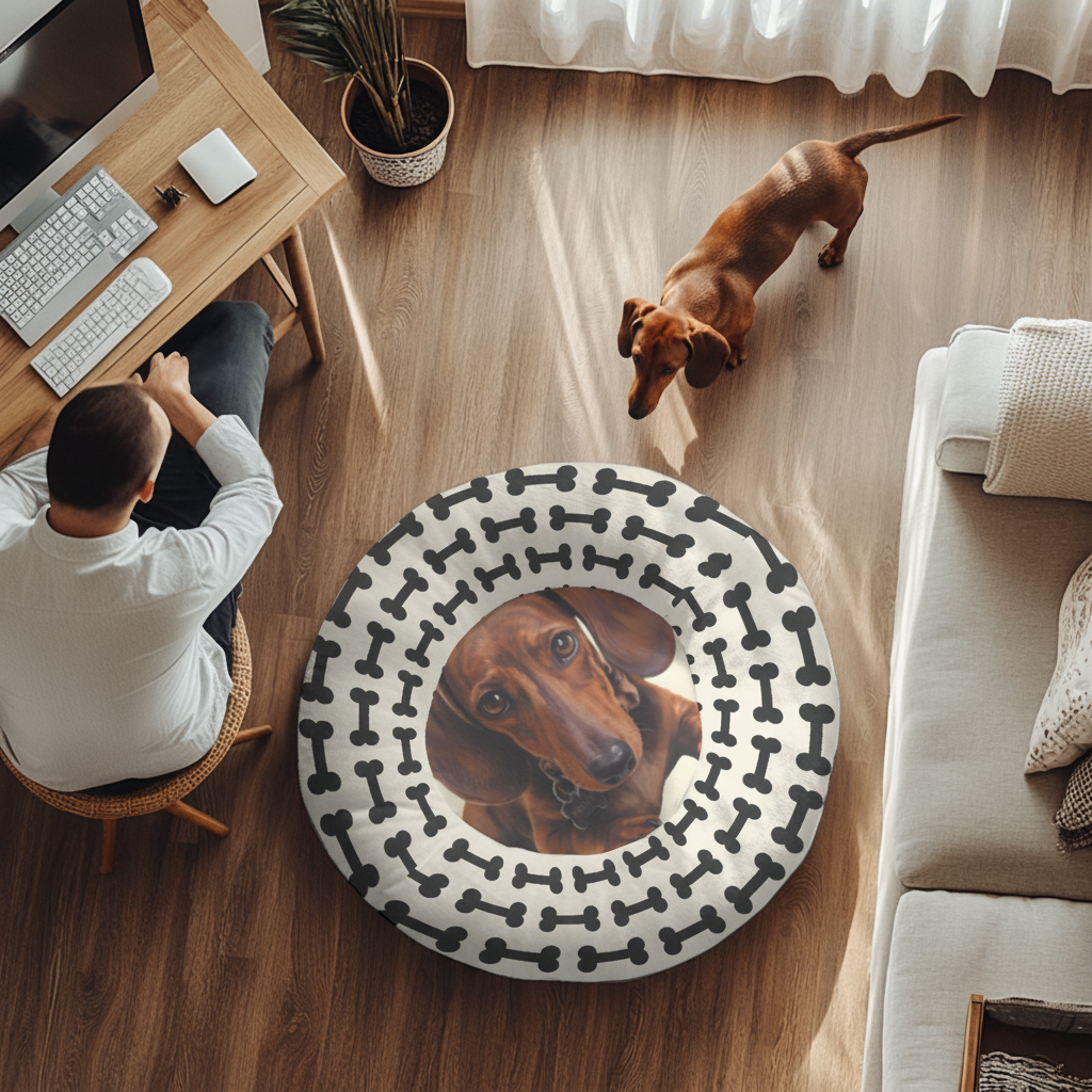 Fern - Personalized Cloud-Comfort Large, Small & Puppy Dachshund Bed | Anti-Anxiety Donut Bed for Dachshunds