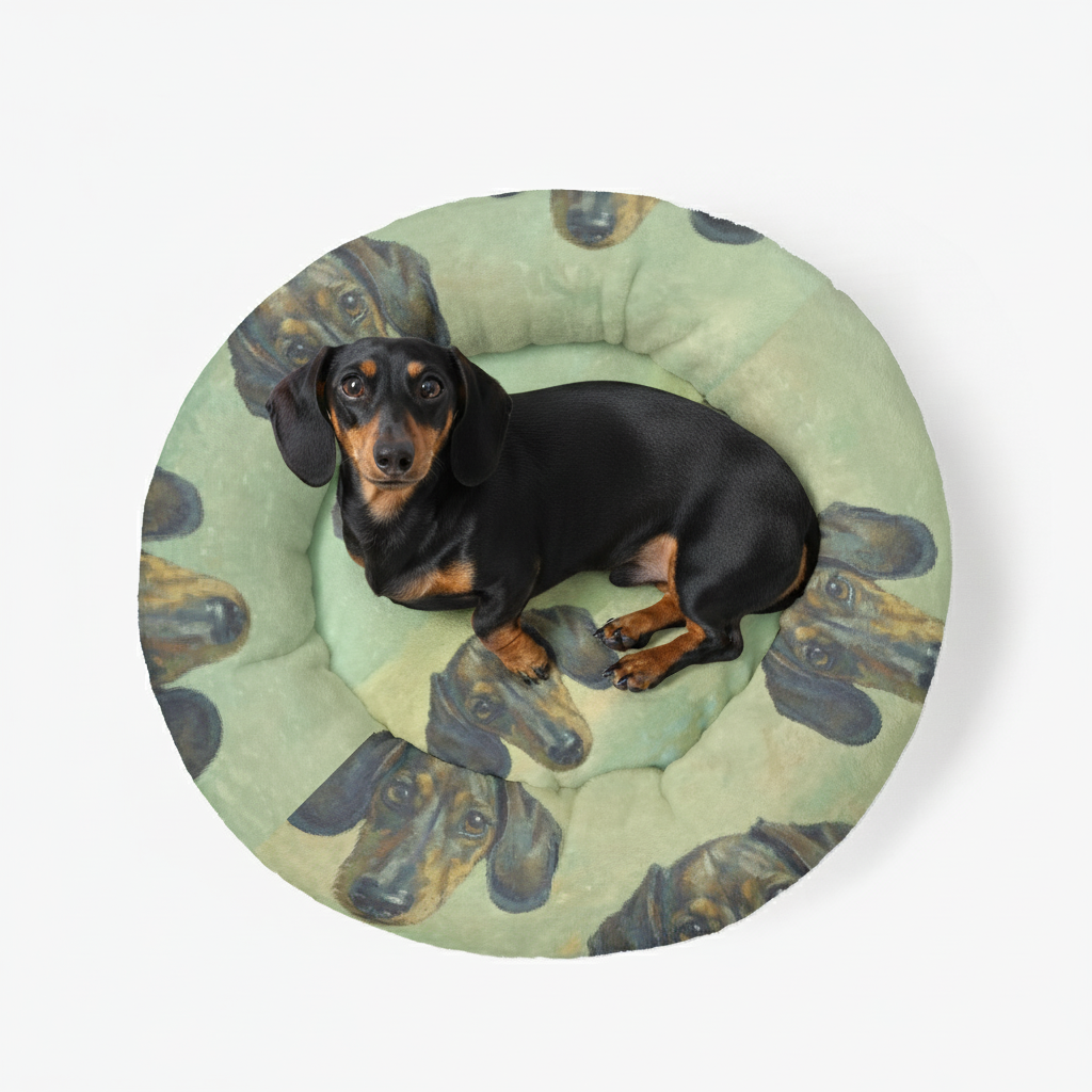 Dash - Personalized Cloud-Comfort Large, Small & Puppy Dachshund Bed | Anti-Anxiety Donut Bed for Dachshunds
