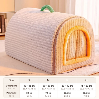 DoxiCove 2-in-1 Dachshund Cave Bed – Cozy Plush Dog House & Convertible Sofa