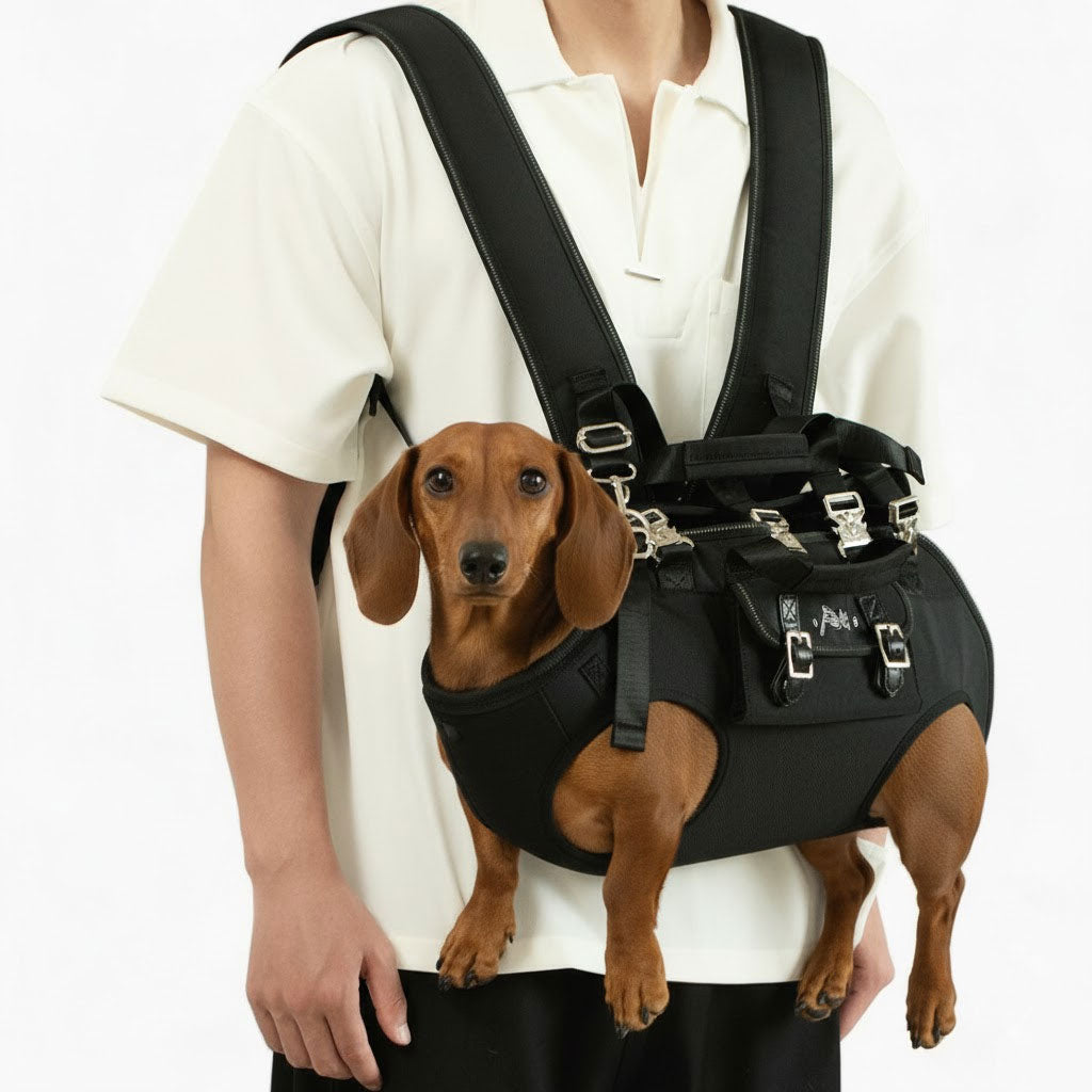 DachCarry Dachshund Side Carry Backpack – Lightweight Portable and Secure Doxie Carrier Bag