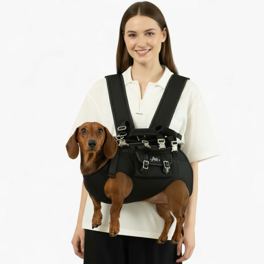 DachCarry Dachshund Side Carry Backpack – Lightweight Portable and Secure Doxie Carrier Bag