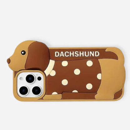Cute Dachshund-Themed iPhone Case - Unique Polka Dot Camera Design Cover