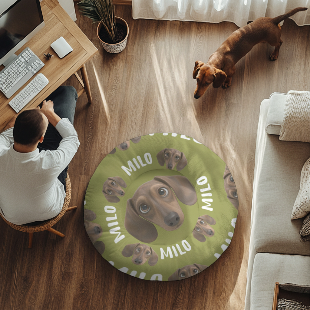Fifi - Personalized Cloud-Comfort Large, Small & Puppy Dachshund Bed | Anti-Anxiety Donut Bed for Dachshunds