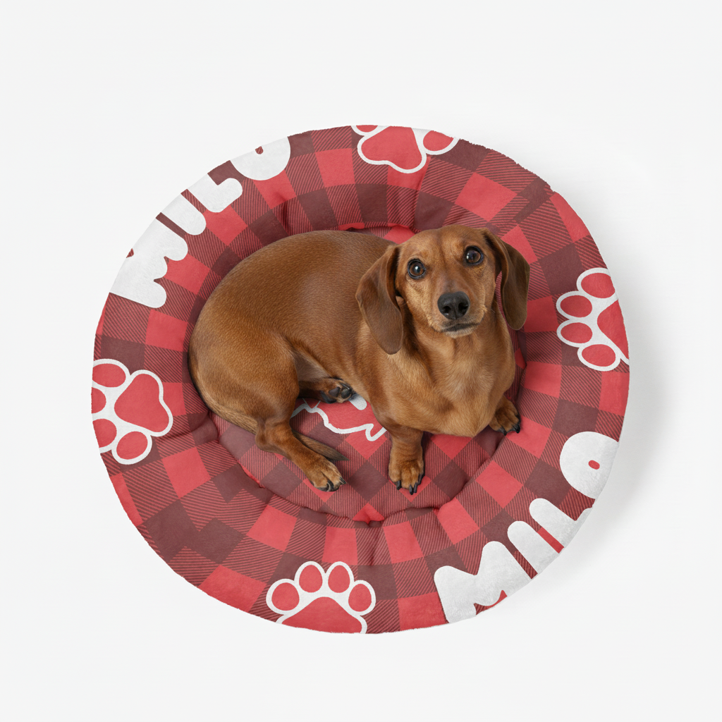 Luna - Personalized Cloud-Comfort Large Dachshund Bed | Anti-Anxiety Donut Bed for Dachshunds