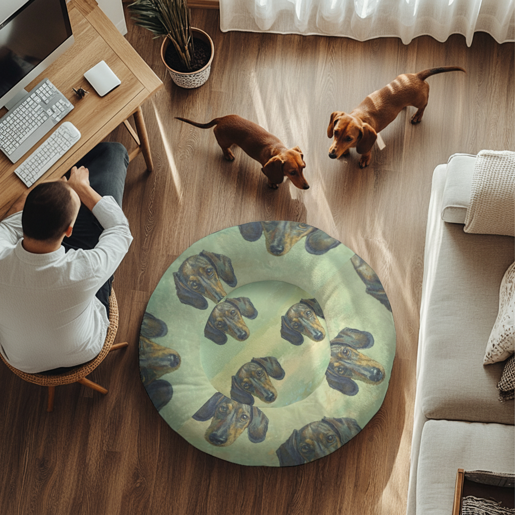 Dash - Personalized Cloud-Comfort Large, Small & Puppy Dachshund Bed | Anti-Anxiety Donut Bed for Dachshunds