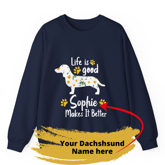 Sudadera personalizada con nombre de perro salchicha - Sudadera unisex 