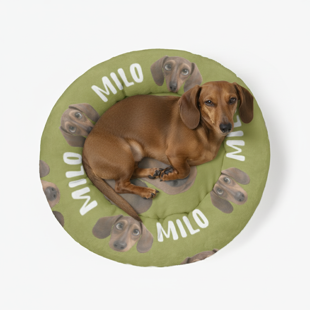 Fifi - Personalized Cloud-Comfort Large, Small & Puppy Dachshund Bed | Anti-Anxiety Donut Bed for Dachshunds