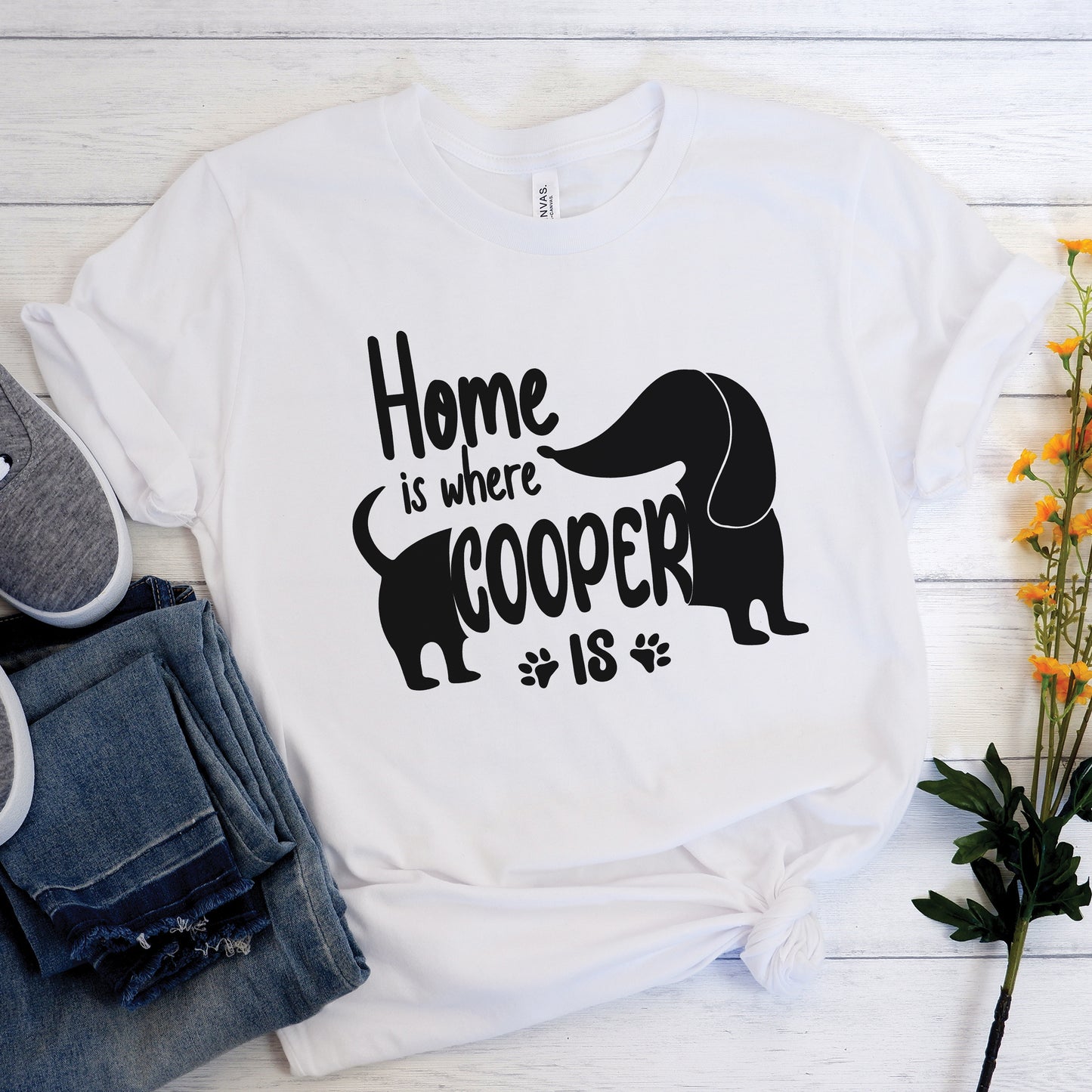 Camiseta personalizada con nombre de perro salchicha 