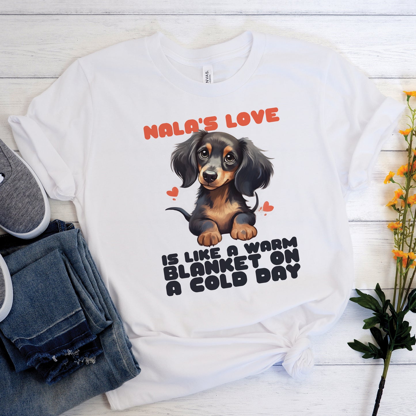 Camiseta personalizada con nombre de perro salchicha 