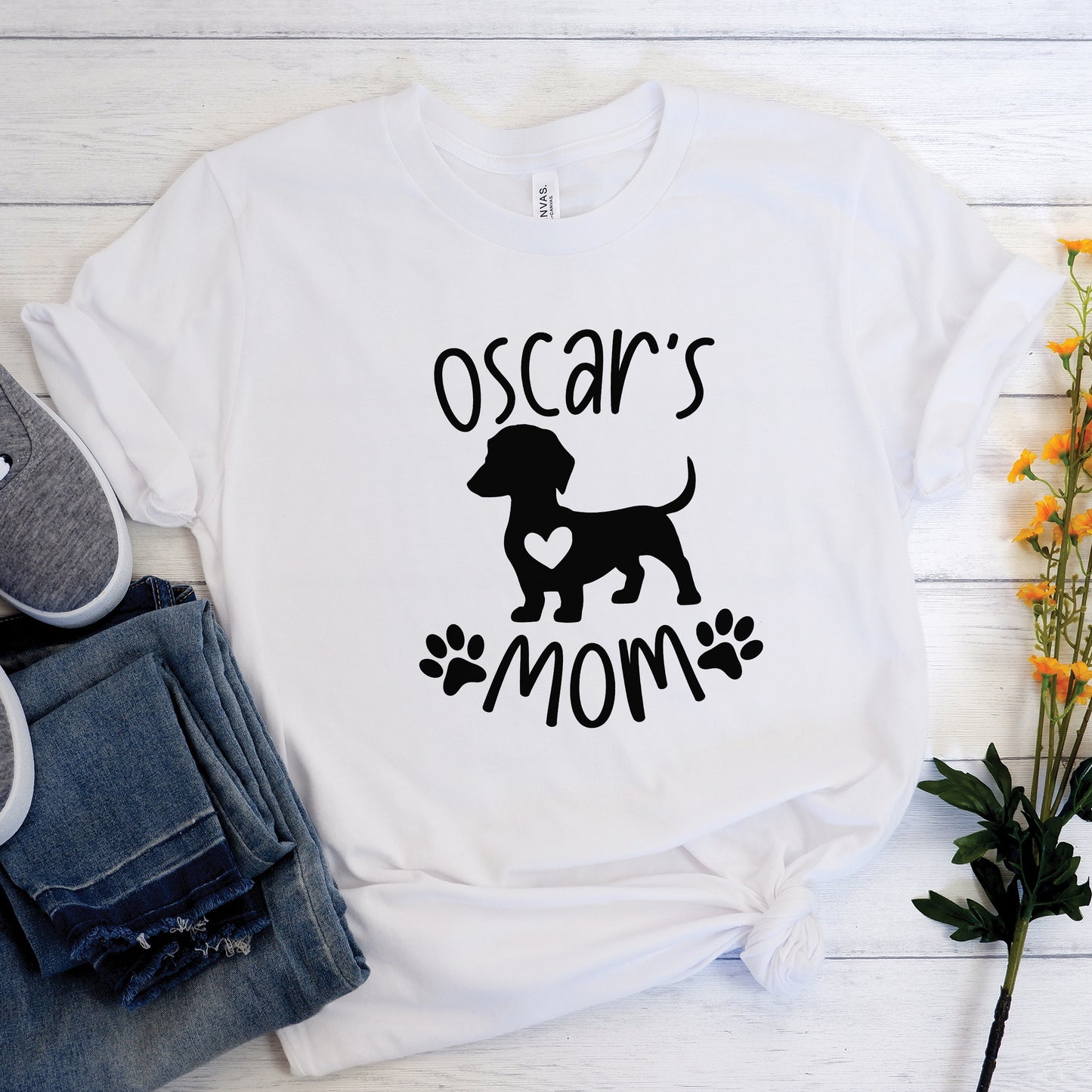 Camiseta personalizada con nombre de perro salchicha 