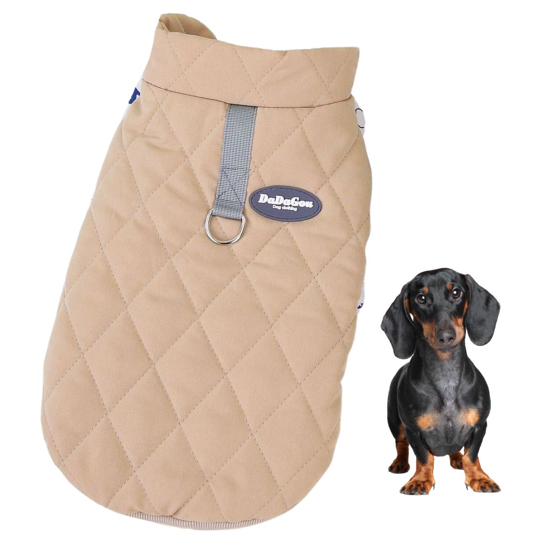 www.doxie.us-Cozy-Quilted-Dachshund-Jacket-with-Snap-Closure-khaki