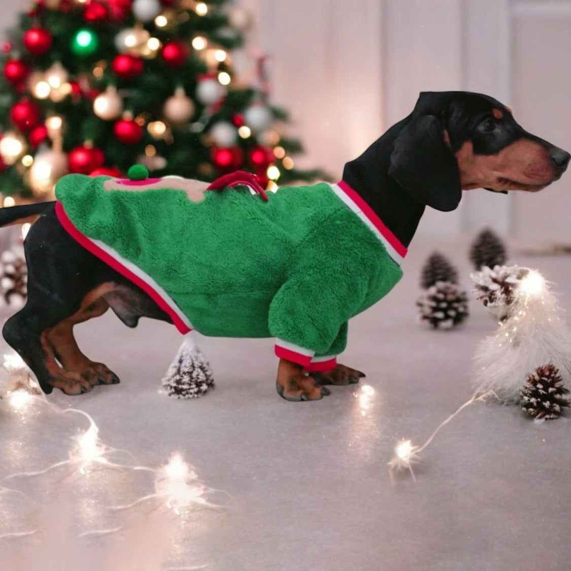 www.doxie.us-Doxie-Coral-Fleece-Christmas-Sweater-Festive-Reindeer-Holiday-Apparel-for-Dachshund