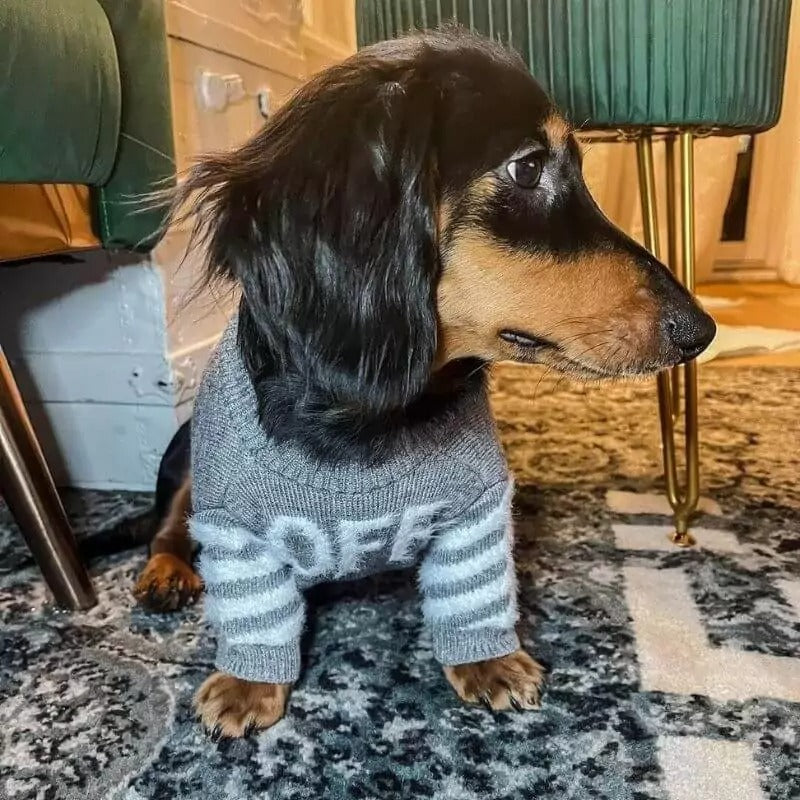 www.doxie.us-Woff-Grey-Dachshund-Sweater