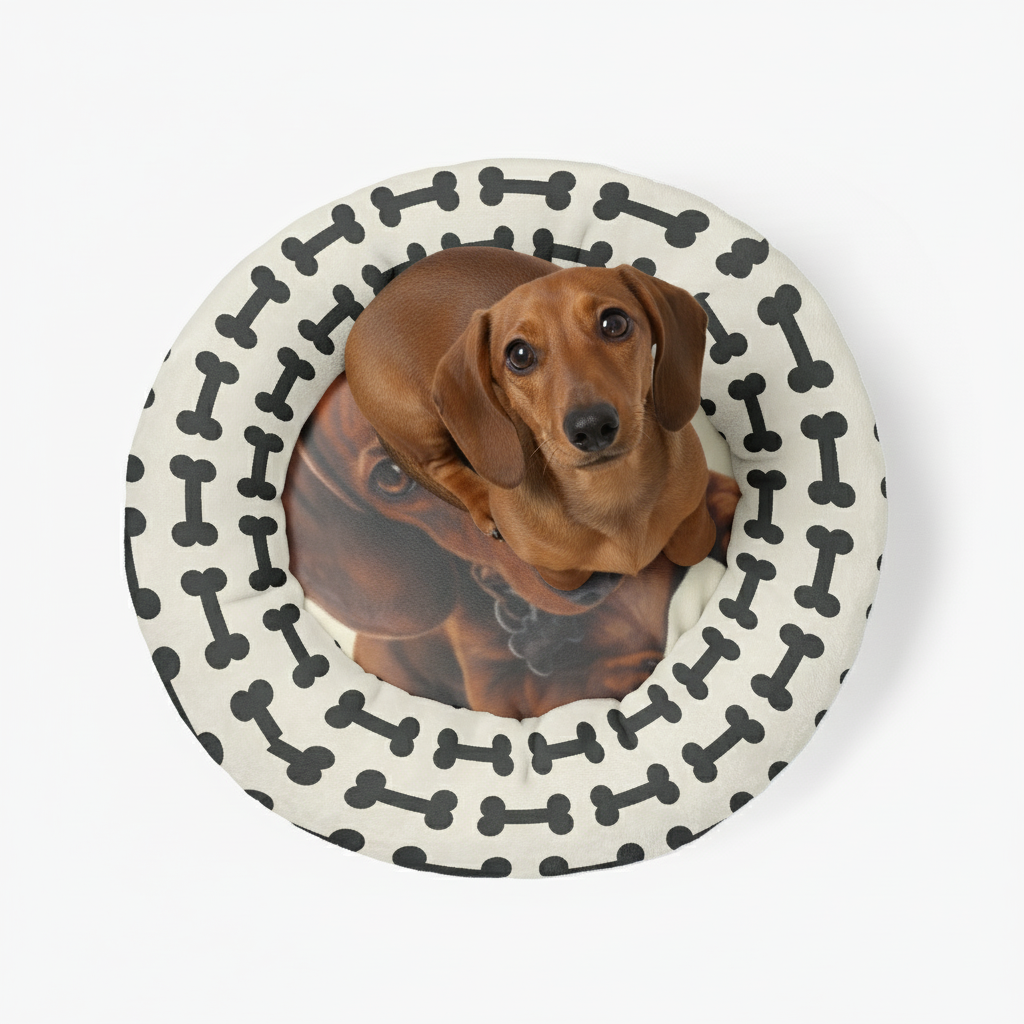 Fern - Personalized Cloud-Comfort Large, Small & Puppy Dachshund Bed | Anti-Anxiety Donut Bed for Dachshunds