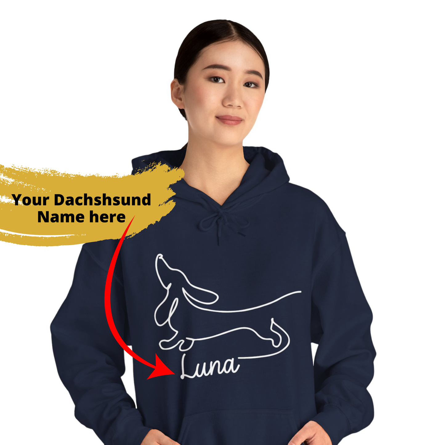 Sudadera con capucha personalizada con nombre de perro salchicha - Sudadera con capucha unisex 