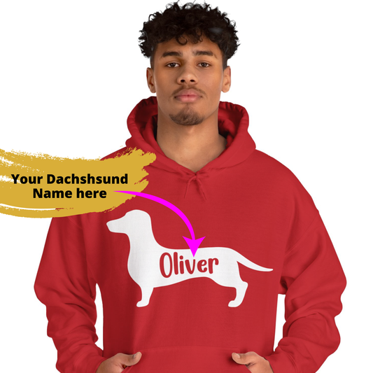 Sudadera con capucha personalizada con nombre de perro salchicha - Sudadera con capucha unisex 