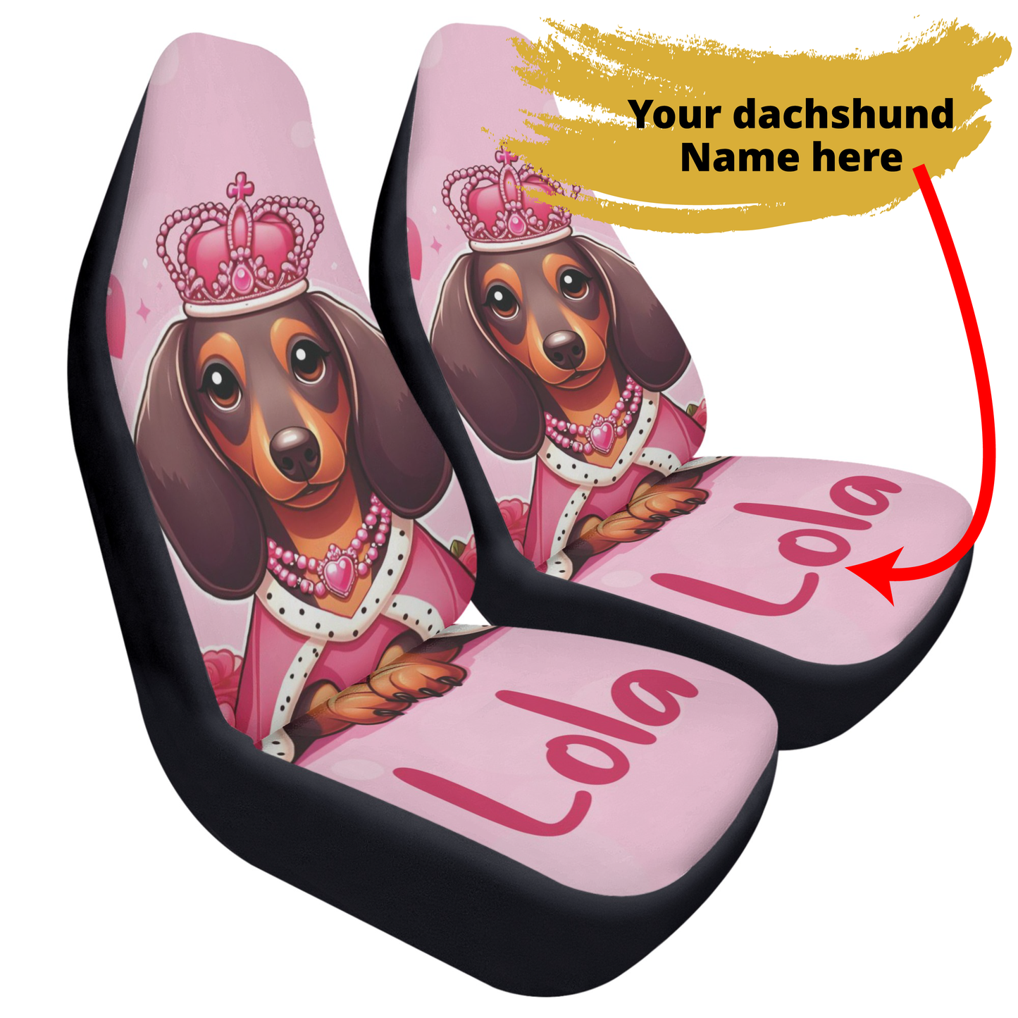 Funda de asiento de coche personalizada con nombre de Dachshunds - Funda de asiento de coche (2 piezas)