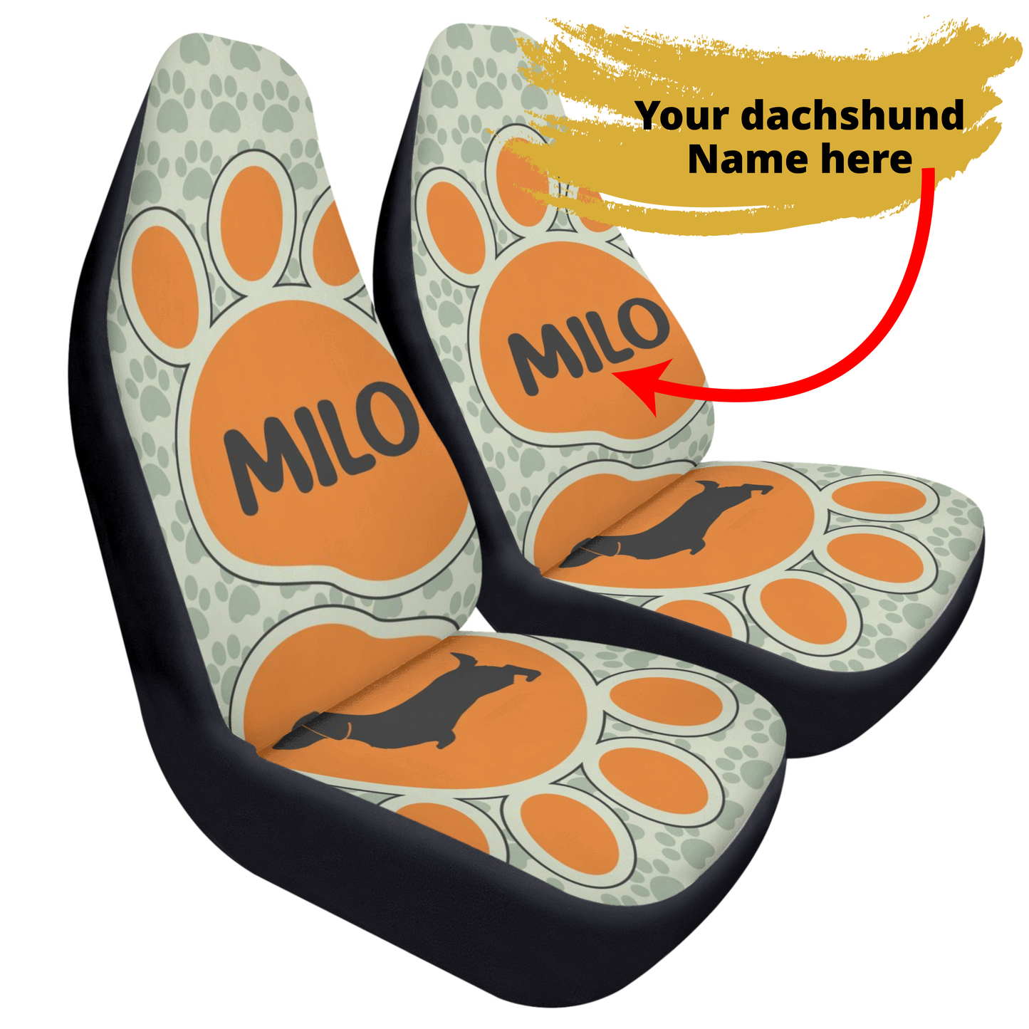 Funda de asiento de coche personalizada con nombre de Dachshunds - Funda de asiento de coche (2 piezas)